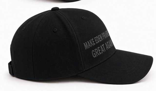 MEPGA hat, opposite three-quarter view with the snapback closure